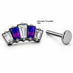 Titanium Purple Opal & Emerald Crystal Fan Stud