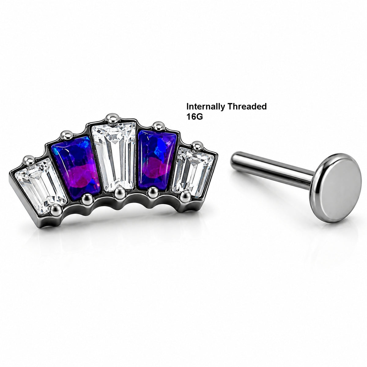 Titanium Purple Opal & Emerald Crystal Fan Stud