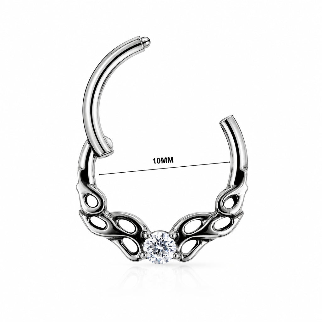 Titanium Hinged CZ Hoop – Artistic Daith &amp; Septum Piercing Jewellery