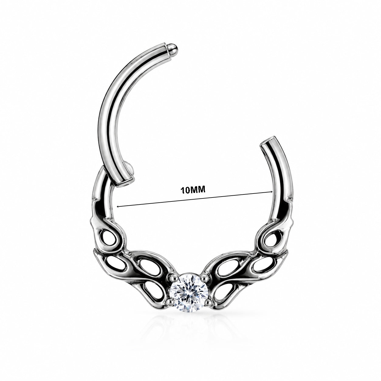 Titanium Hinged CZ Hoop – Artistic Daith &amp; Septum Piercing Jewellery