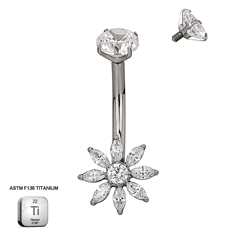 Daisy Blossom CZ Belly Piercing