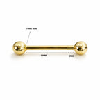 18K Gold Nipple and Tongue Barbell – Internally Threaded (Adjustable Length, Sold Per Piece)