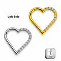Crystal Heart Titanium Clicker Ring