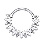 Natural Titanium Clicker Crystal Daith &amp; Septum Piercing Hoop 16G 8MM