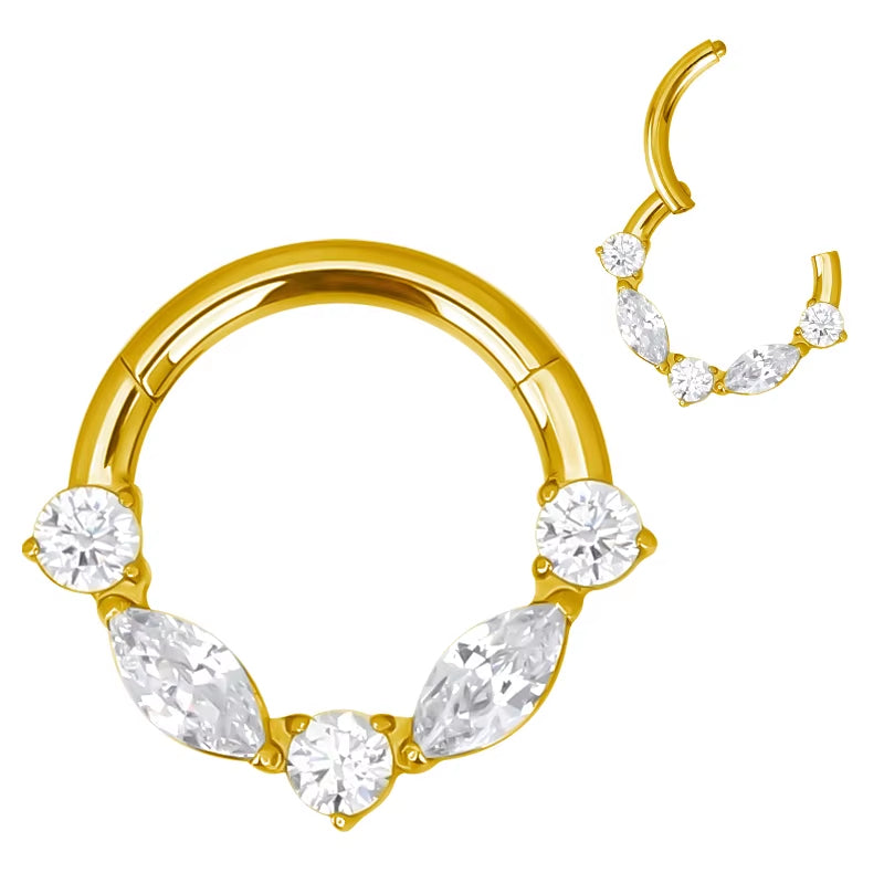 Titanium Marquise Round Daith &amp; Septum Piercing Hoop 16G 10MM