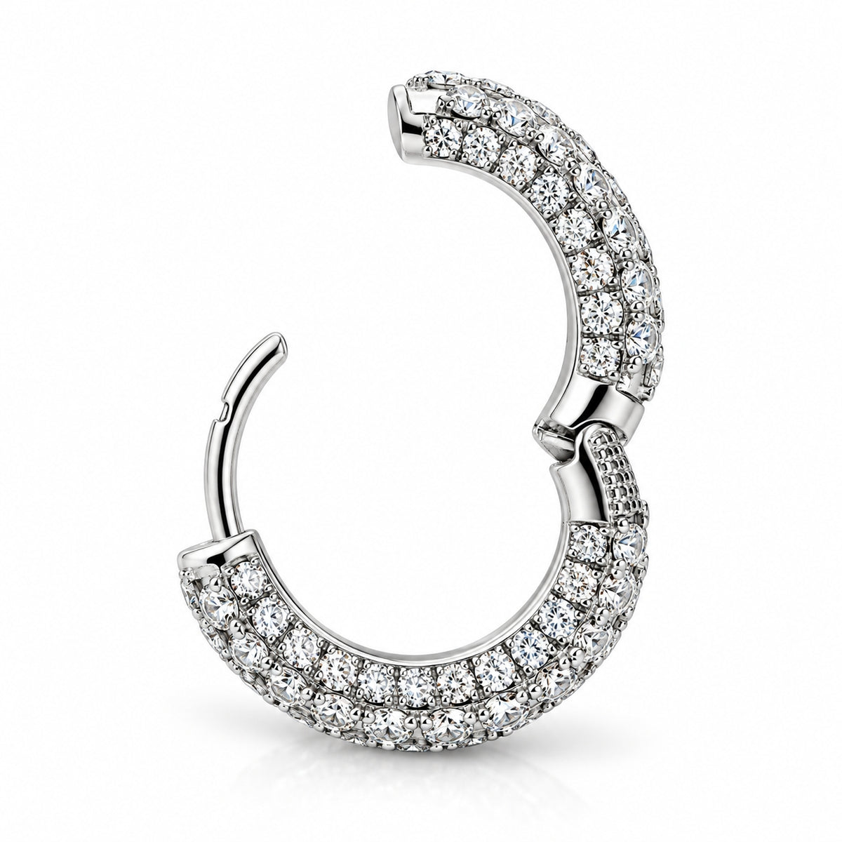 18K Gold Triple-Row Lab-Grown Diamond 10mm Hoop
