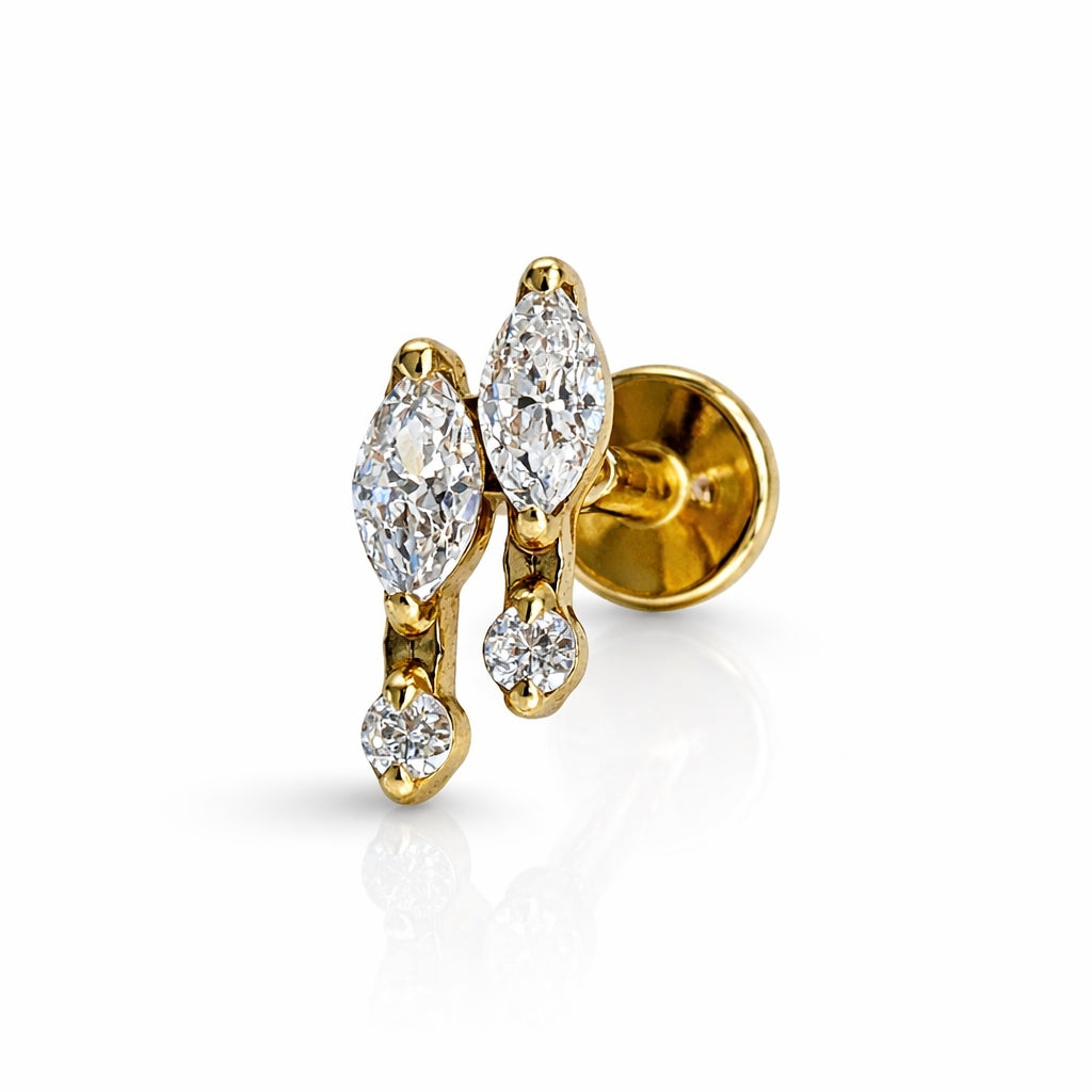 Titanium Marquise Crystal Double Drop