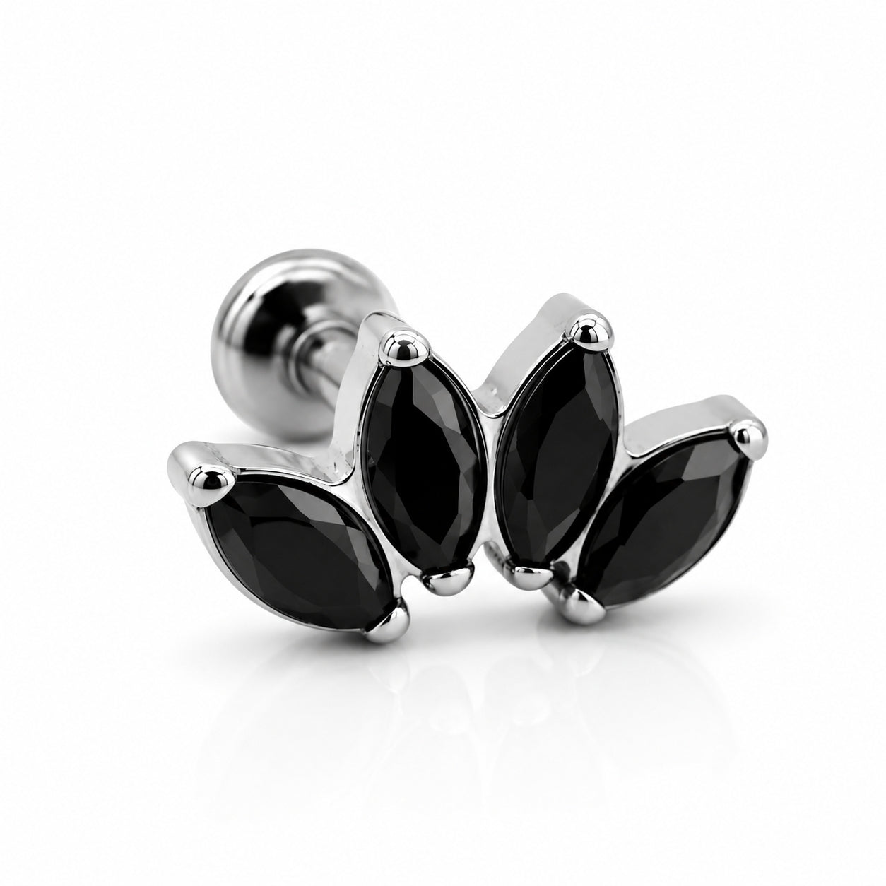 Titanium Black Marquise Fan Stud