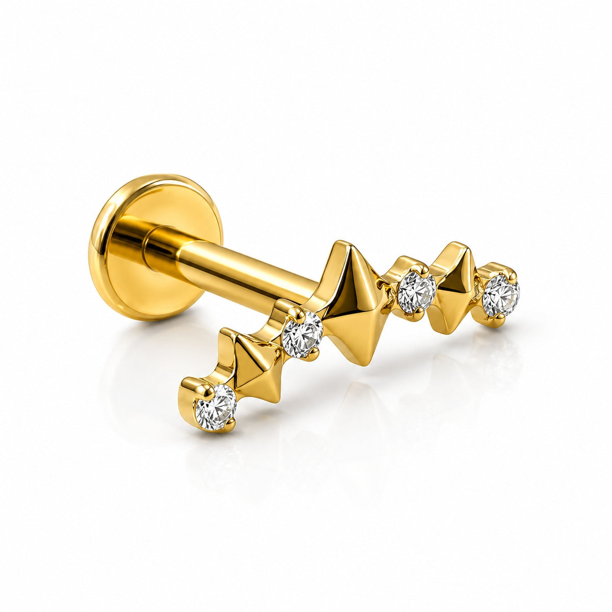 Titanium Geometric CZ Flat Back Stud