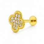 18K Yellow Gold Quatrefoil Diamond Stud – Internally Threaded (Sold Per Piece)