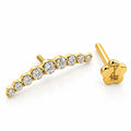 18K Gold Graduated Moissanite Curved Bar Piercing Stud