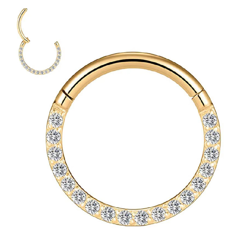 Titanium Front Crystal Daith &amp; Septum Piercing Hoop 16G 8MM