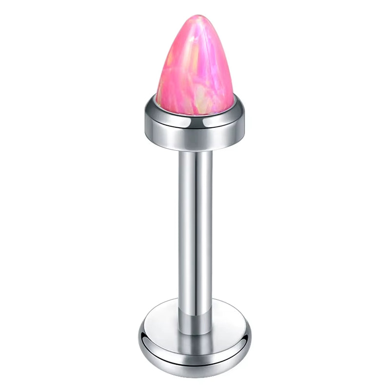Natural Titanium 16G (1.2MM) Internally Threaded Opal Bullet Labret Stud