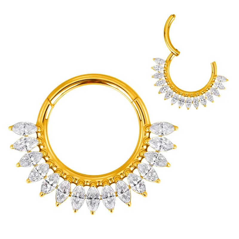 Titanium Royal Crystal Daith &amp; Septum Piercing Hoop 16G 8MM