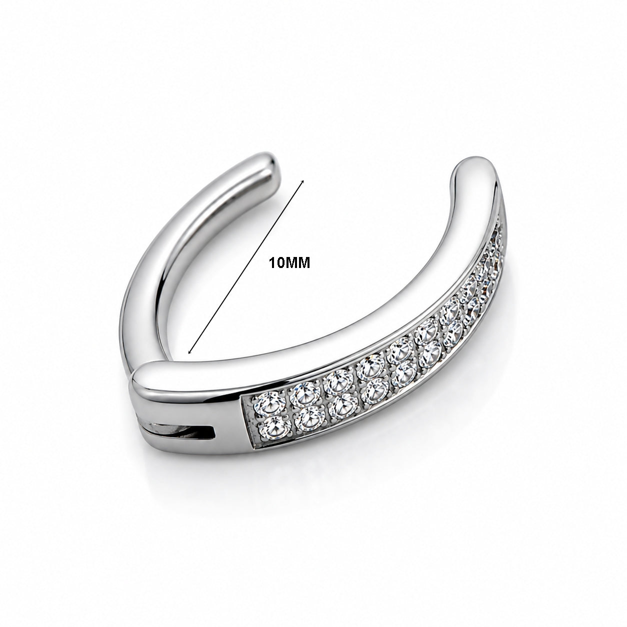 Titanium Click Lock Belly Piercing – Double Row Clear CZ Bar
