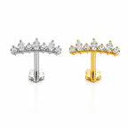 18K Solid Gold Marquise Crown Flat Back Stud with Moissanite
