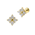 Titanium 16G (1.2MM) Internally Threaded Diamond Flower Piercing Stud