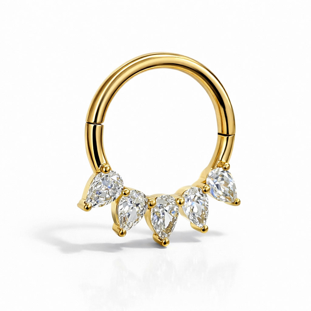 Pear Shape Lab Diamond Hinged Clicker Ring