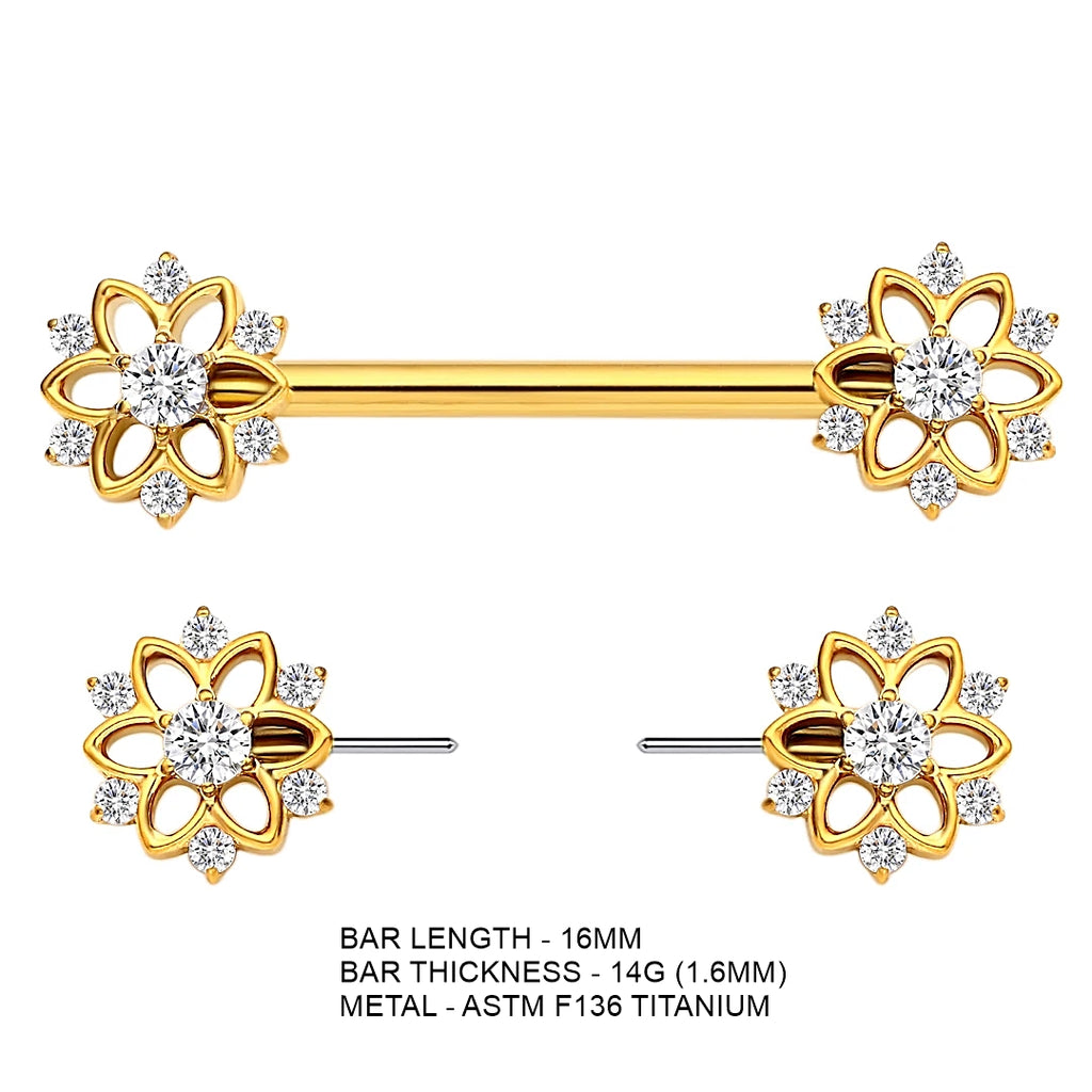 ASTM F136 Titanium Sunflower Nipple Piercing Jewelry 