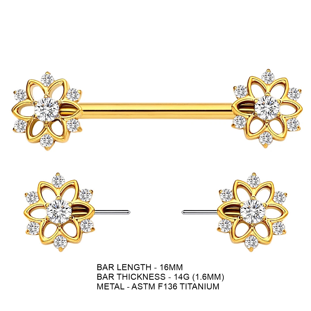 ASTM F136 Titanium Sunflower Nipple Piercing Jewelry 