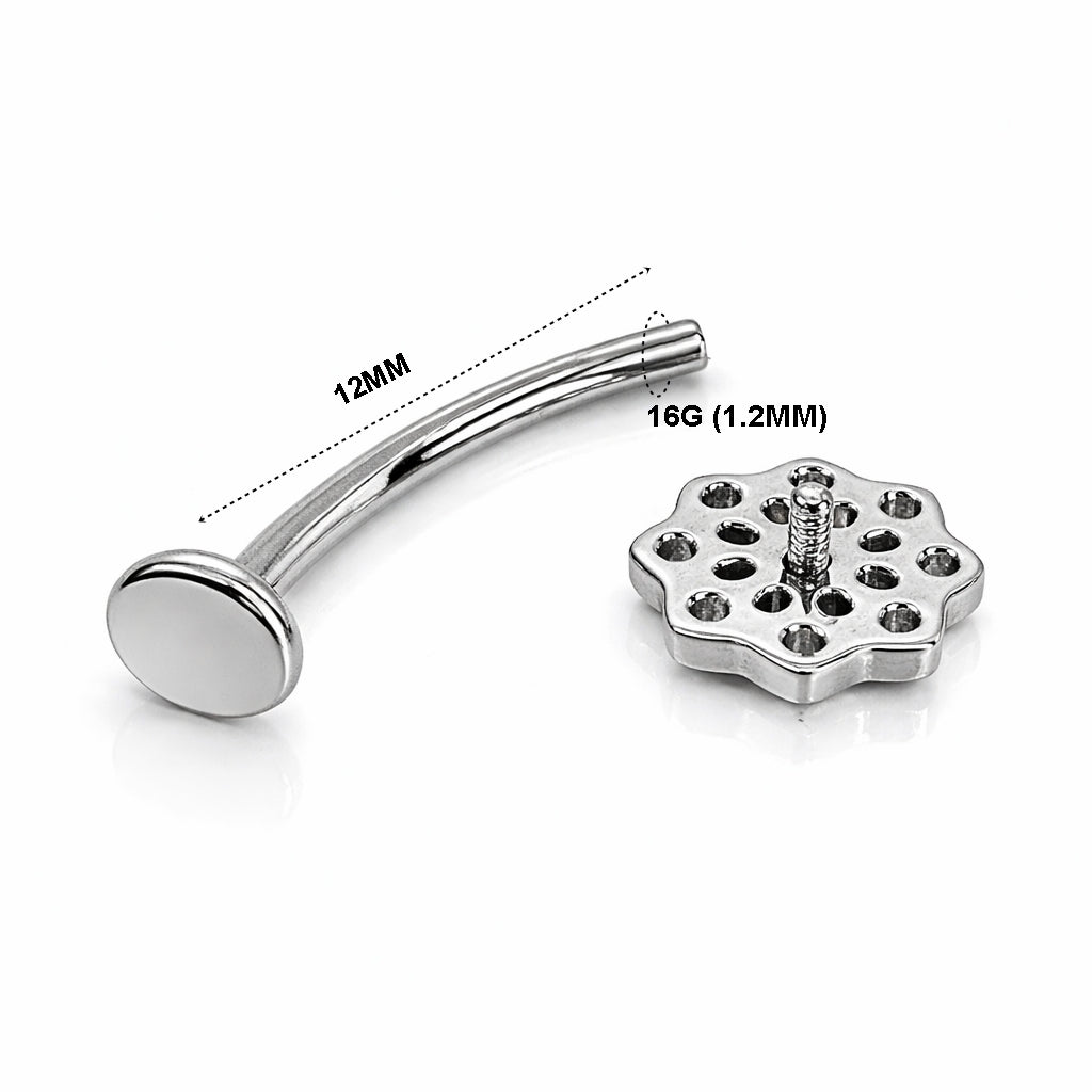 Titanium Floating Belly Piercing – Flower Top