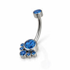 Titanium Internally Threaded Blue Stone Cluster Belly Bar