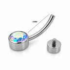 Titanium Belly Piercing with Aurora CZ