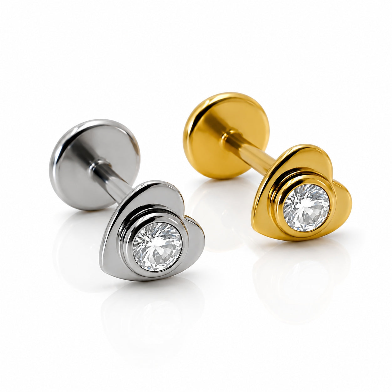 Titanium Heart Crystal Flat Back Stud