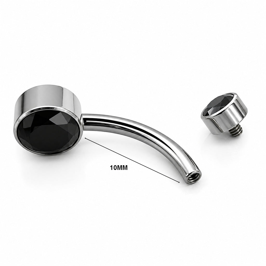 Implant Grade Titanium Belly Piercing with Black Stone