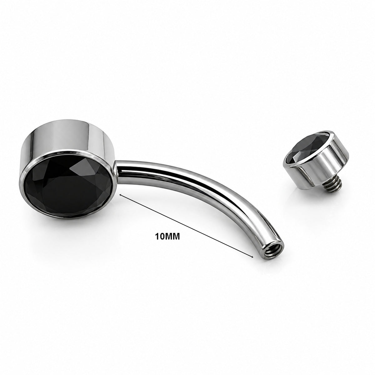 Implant Grade Titanium Belly Piercing with Black Stone
