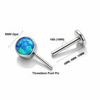 Titanium Opal Flat Back Labret – Vertical Helix Piercing