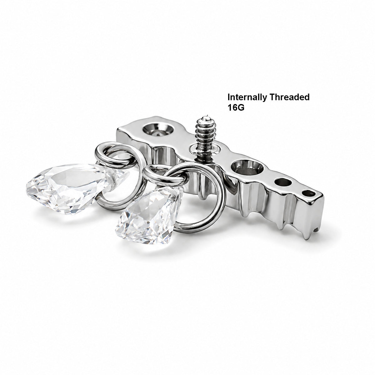 Titanium Crystal Bar Dangle Stud