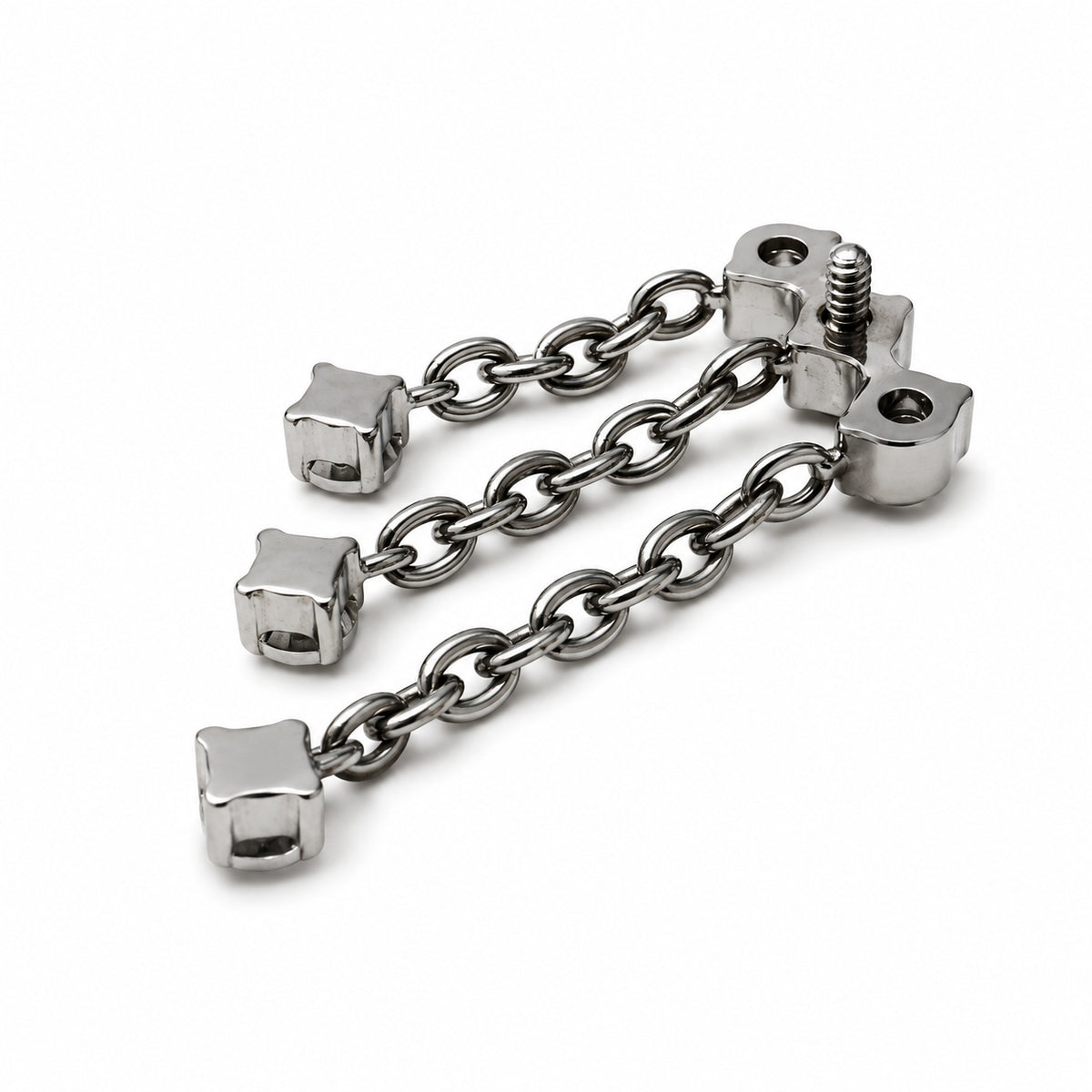 Titanium Triple Chain Dangle Stud