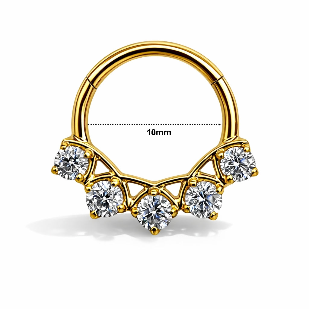 Titanium Hinged Hoop with CZ Accents – 16G | 10mm