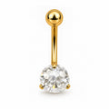 Implant Grade Titanium Belly Piercing with Solitaire CZ