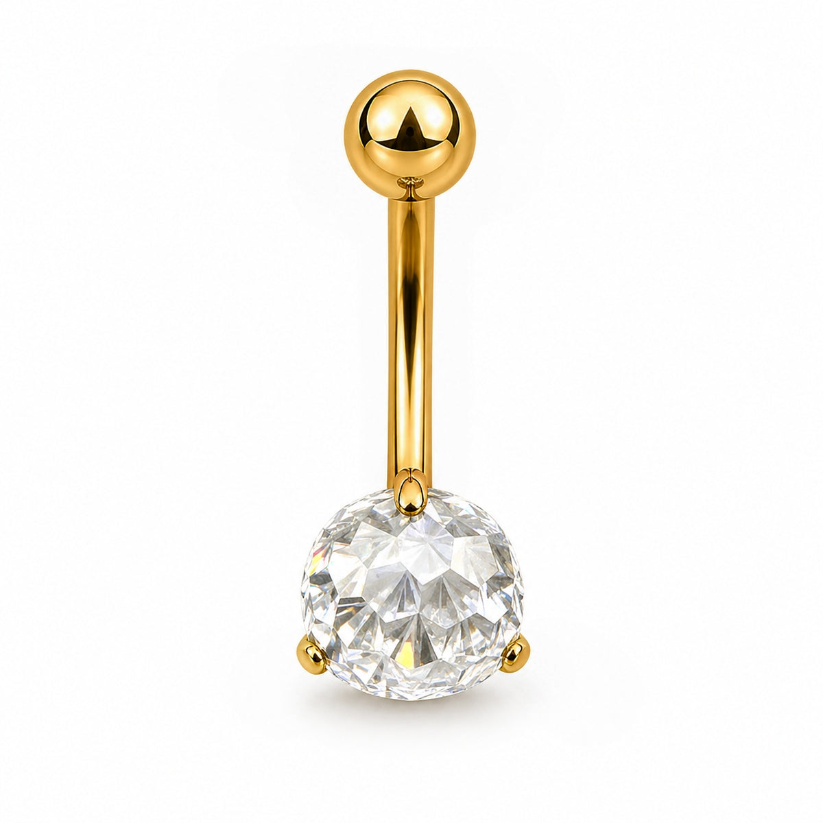 Implant Grade Titanium Belly Piercing with Solitaire CZ