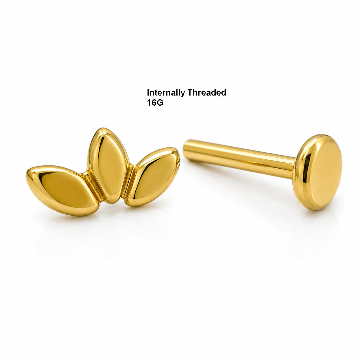 Titanium Triple Leaf Threadless Stud