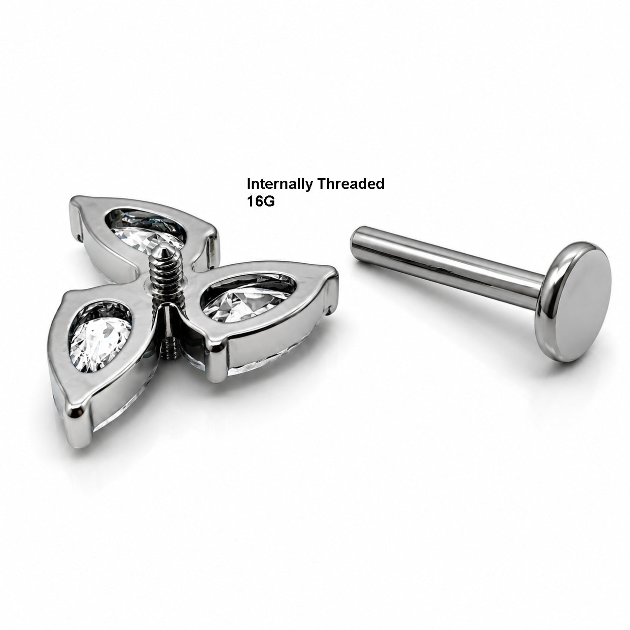 Titanium Trinity Clear Crystal Stud