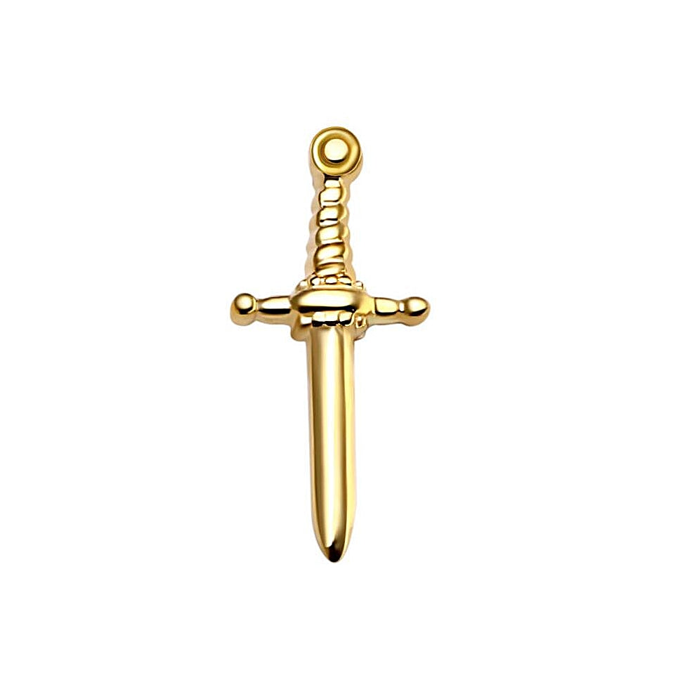 18K Solid Gold 18G Threadless Push Pin Flat Back Dager Stud