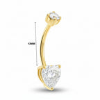 18K Gold Belly Curve with Heart & Round D Color Moissanite