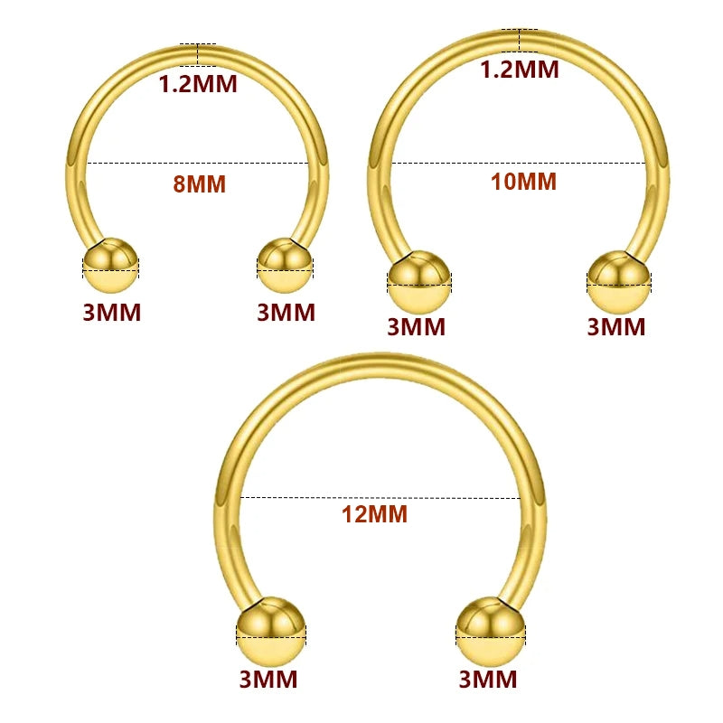 Titanium Horseshoe Daith &amp; Septum Piercing Jewelry 16G