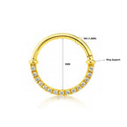 18K Yellow Gold Diamond Hinged Clicker – For Daith &amp; Septum Piercings