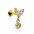 Marquise CZ Drop Titanium Flat Back Stud