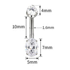 ASTM F136 Titanium 14G (1.6MM) Internally Threaded Oval Belly Button Piercing 10MM