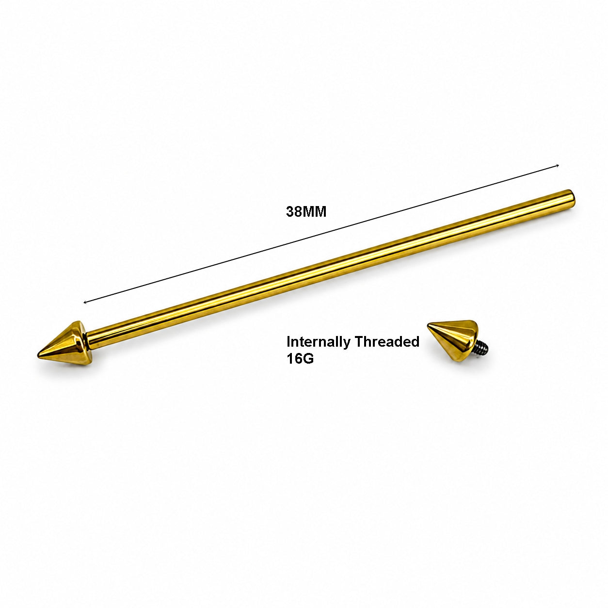 Gold PVD Titanium Industrial Piercing Bar – Spike Ends