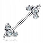 ASTM F136 Titanium Three Stone Studded Nipple Piercing Jewelry