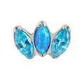 Natural Titanium 3CZ Opal Curved 16G (1.2MM) Internally Threaded Labret Stud
