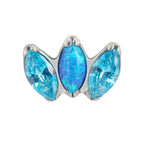 Natural Titanium 3CZ Opal Curved 16G (1.2MM) Internally Threaded Labret Stud