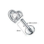 ASTM F136 Titanium 16G (1.2MM) Internally Threaded Small Heart Piercing Stud