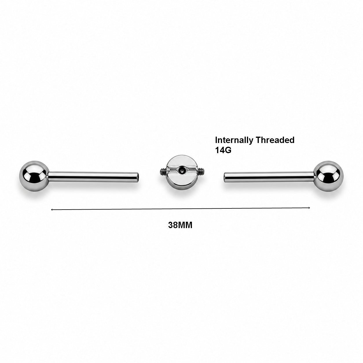 Titanium Industrial Piercing Bar – Bezel Set CZ Centre